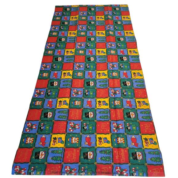 Cotton Fabric Christmas Squares Snowman Tree Candy Cane Joy 18 x 44” Holiday - Picture 13 of 14